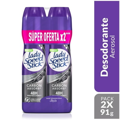 Desodorante En Spray Speed Stick Carbon Absorb Pack 2 Un G G Lady Speed Stick