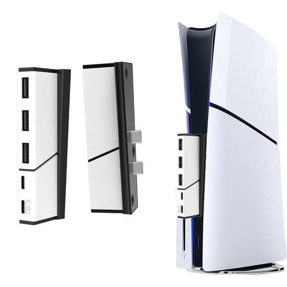 Hub USB de 5 puertos para PS5 Slim - Adaptador extensor de puertos USB de alta velocidad con 3 USB + 2 puerto Type-C para consola PS5 Slim edición de disco y digital