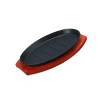 Magideal - Plancha De Hierro Fundido Para Carne, Plancha Para Chisporrotear, Sartén Ovalada Para Fajitas, Sartén Para Chisporrotear, Plancha Japonesa Para Carne 28X17Cm