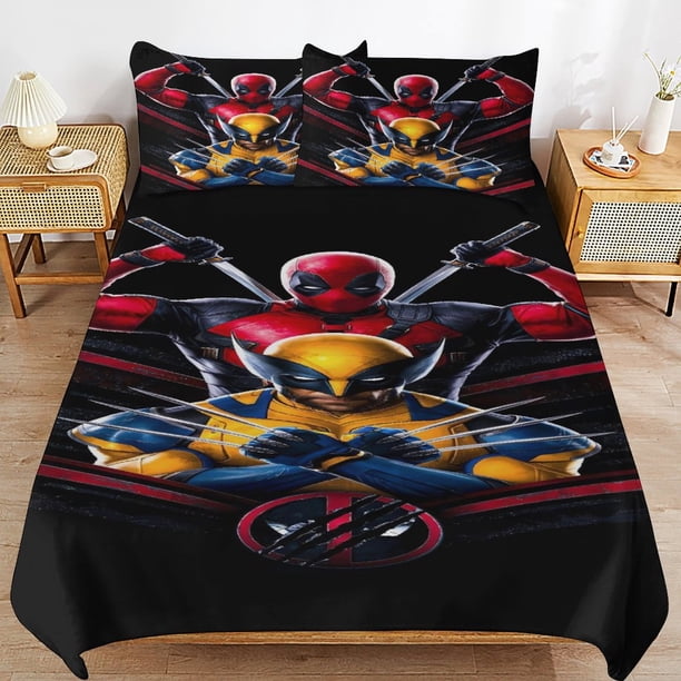 Deadpoo-l Dead-pool Deadpoo-l Dead-pool Bedding Set Sheet Set for Kids Adults,All Season Lightweight