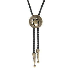 Genérico - Bolo Bola Tie Rodeo Cowboy Pu Cuero Estrella Colgante Corbata Anitque Bronce