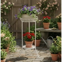 Genérico - Pedestal Para Maceta Maceteros Metalico 2 Niveles Blanco 81X34 Cm