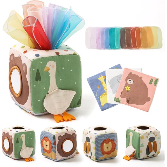 Youuys Baby Tissue Box Toy para bebés de 6 a 12 meses, Montessori