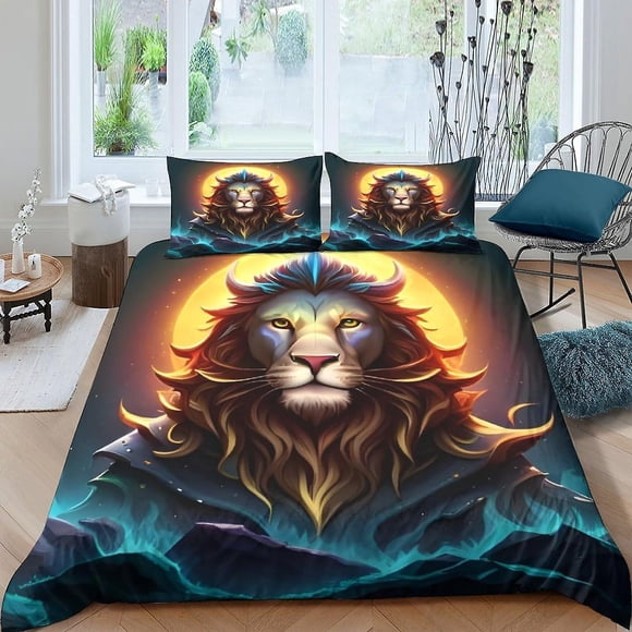 Juego De Funda Nórdica Con Diseño De León Para Niños Y Niñas Funda De Edredón Con Temática 3d Juego De Ropa De Cama De Microfibra Suave Funda De Edredón Decoración De Dormitorio 3 Pieza