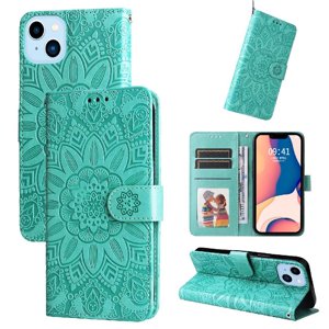 Funda Tipo Cartera Foxdock Para Iphone 14 Plus , Diseño Girasol En Relieve, Cuero Pu, Cierre Magnético, Soporte Y Tarjetero