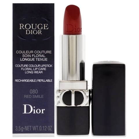 Christian Dior - Lápiz Labial Rouge Dior Couture Satinado - 080 Red Smile De Para Mujeres - Lápiz Labial De 0,12 Oz (Recargable)