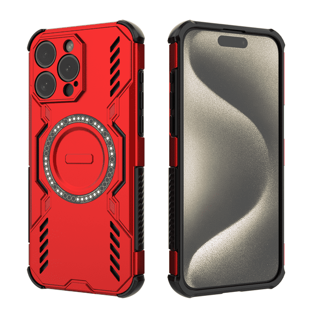 Funda FOXDOCK para iPhone 15 Pro Max , magnética, resistente a golpes, con soporte, unisex, carga inalámbrica