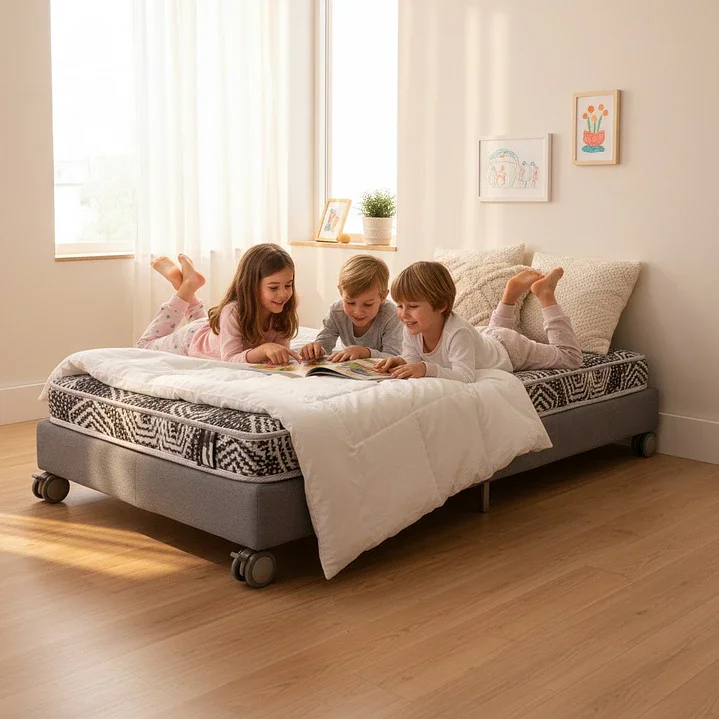 Bloccare - Cama 1.5 Plaza Box 13 Cm L180 Cm + Colchon Modelo Ideal - Rueda Divan
