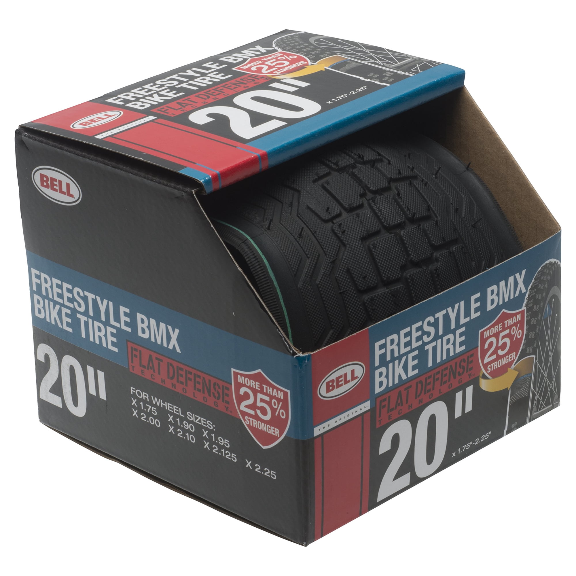 Neumático Para Bicicleta Bmx Bell Freestyle Flat Defense 20x1.75-2.25 Negro