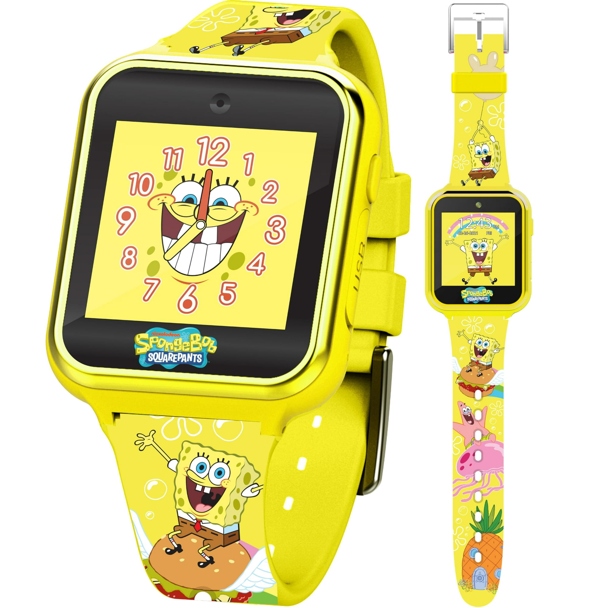 Accutime - Reloj Inteligente Interactivo Con Pantalla Táctil De Nickelodeon Bob Esponja (modelo: Sgb4