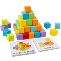 Bothyi - Juego De Bloques Con Tarjetas De Doble Cara Aprendizaje Preescolar Para Regalos