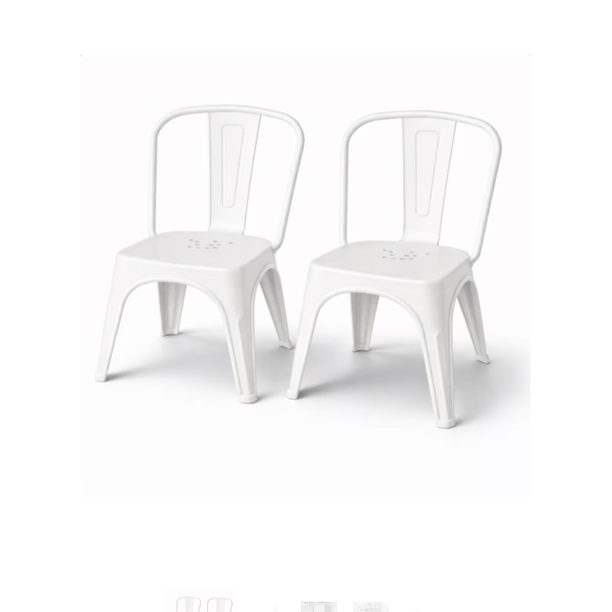 Pack 2 Sillas Infantil Estilo Tolix - Blanco