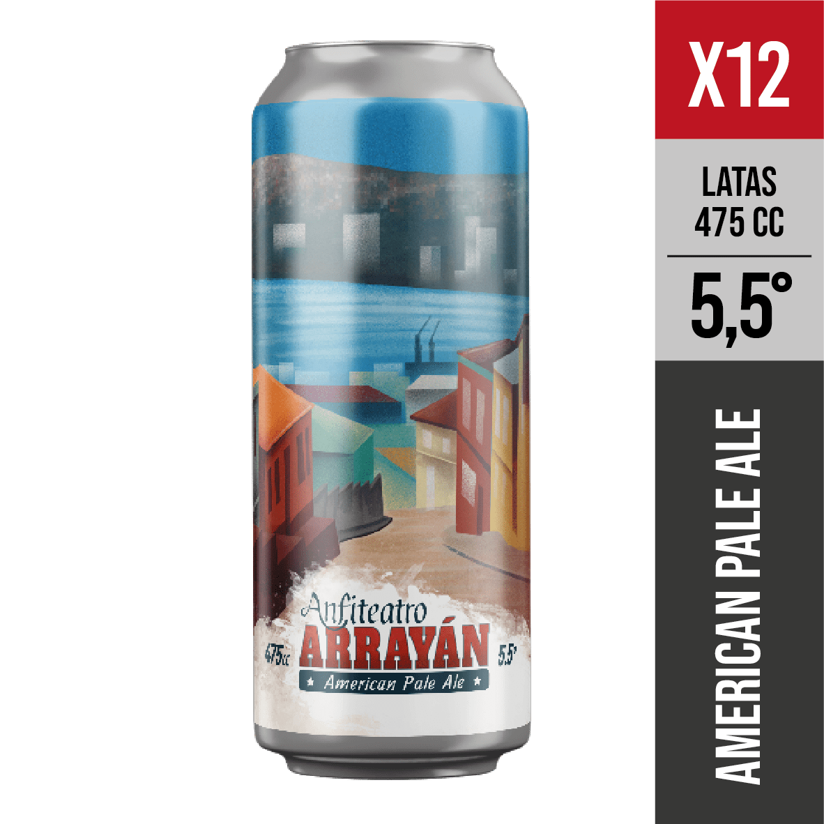 Anfiteatro - Pack X12 Arrayán, 5,5° (american Pale Ale) - Cerveza Artesanal Valparaiso - 475 Ml