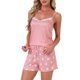 thumbnail image 4 of INSPIRE CHIC Conjunto de Pijama para Mujer con Encaje y Estampado de Estrellas, Cuello en V, Sin Mangas, con Pantalones Cortos de Cintura Elástica, 2 Piezas, Talla XL, Rosa, 4 of 6