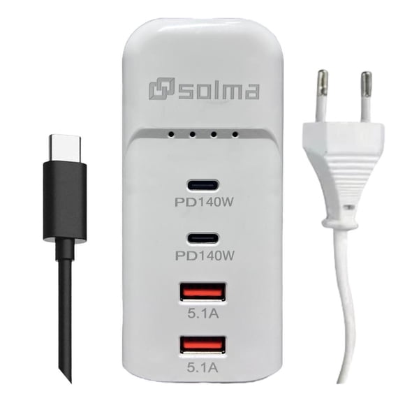 Cargador 140w Usb-a Y Usb-c Carga Rápida 4 Entradas