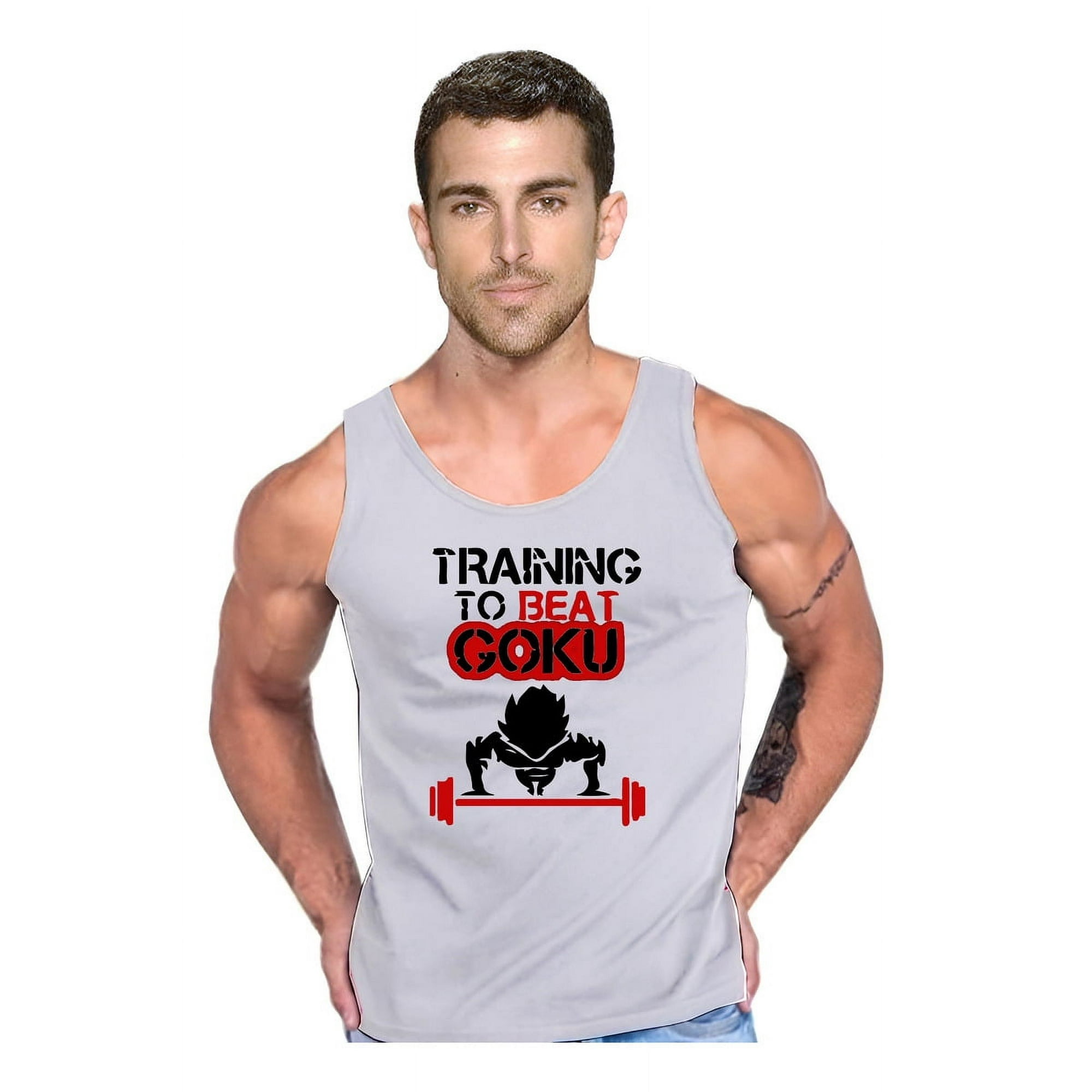Persodesign - Polera Entrenando Anime Manga Musculosa Tank Gym Talla S Gris Hombre