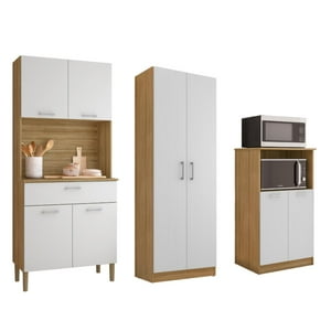 Movelaria - Combo Cocina Kris + Orion Microondas + Alacena Off White K020420 Blanco