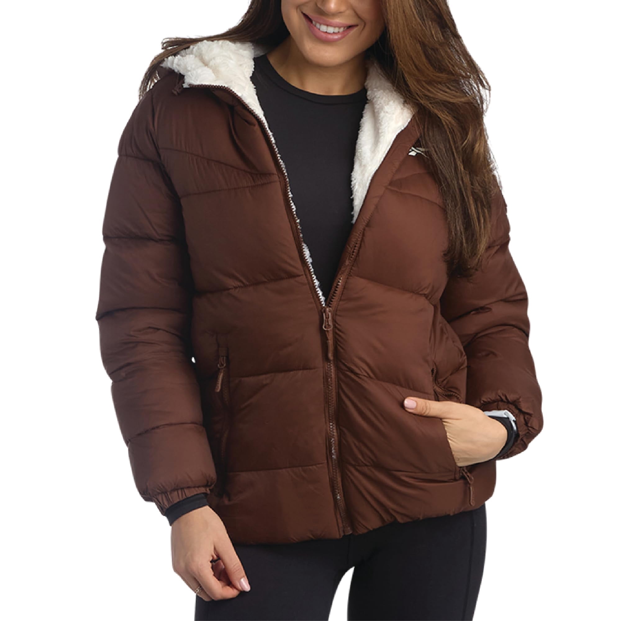 Chaqueta Reebok Puffer Heavyweight, Parka Acolchada Para Mujer, Color Coñac