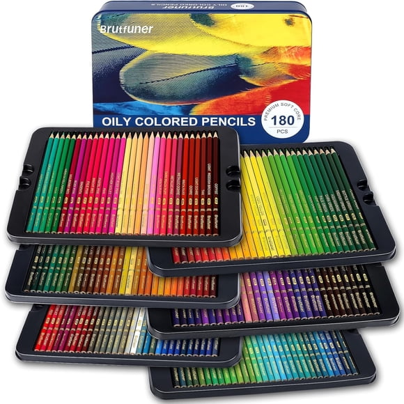 Lápices de colores LBW 180 piezas, núcleo suave metálico para artistas