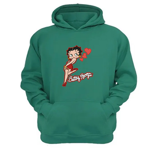 Genérico - Polerón Canguro Betty Boop Verde Aguamarina Talla Xl Unisex