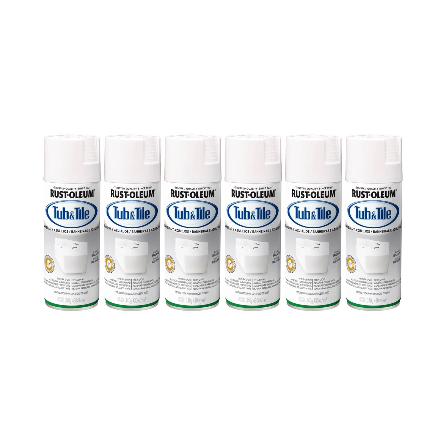 Rust-oleum - Pack 6 Und. Pintura En Spray Bañera Y Azulejos Blanco Brillante 340 G 700184