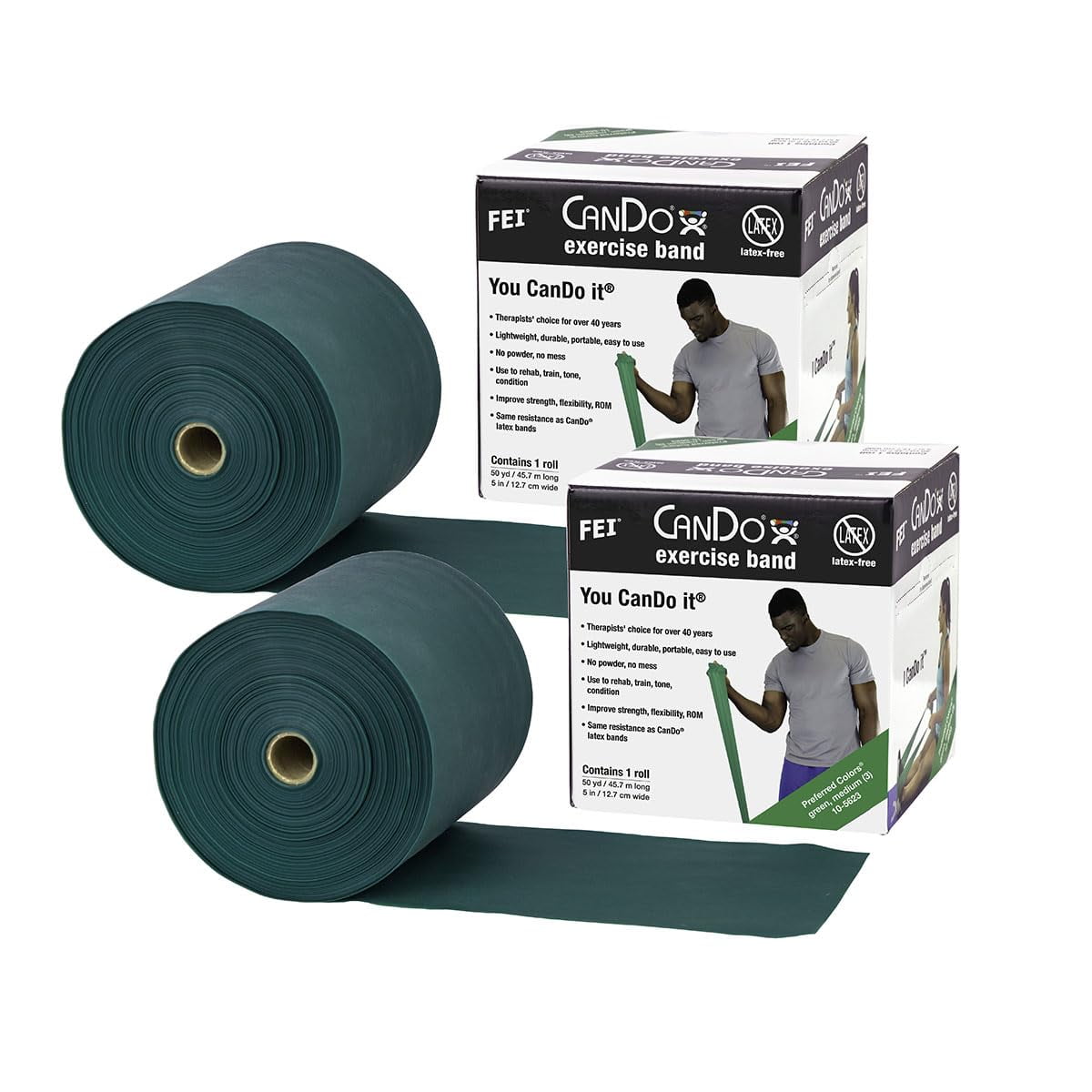 Banda De Ejercicio Cando Twin-pak, Sin Látex, Color Verde