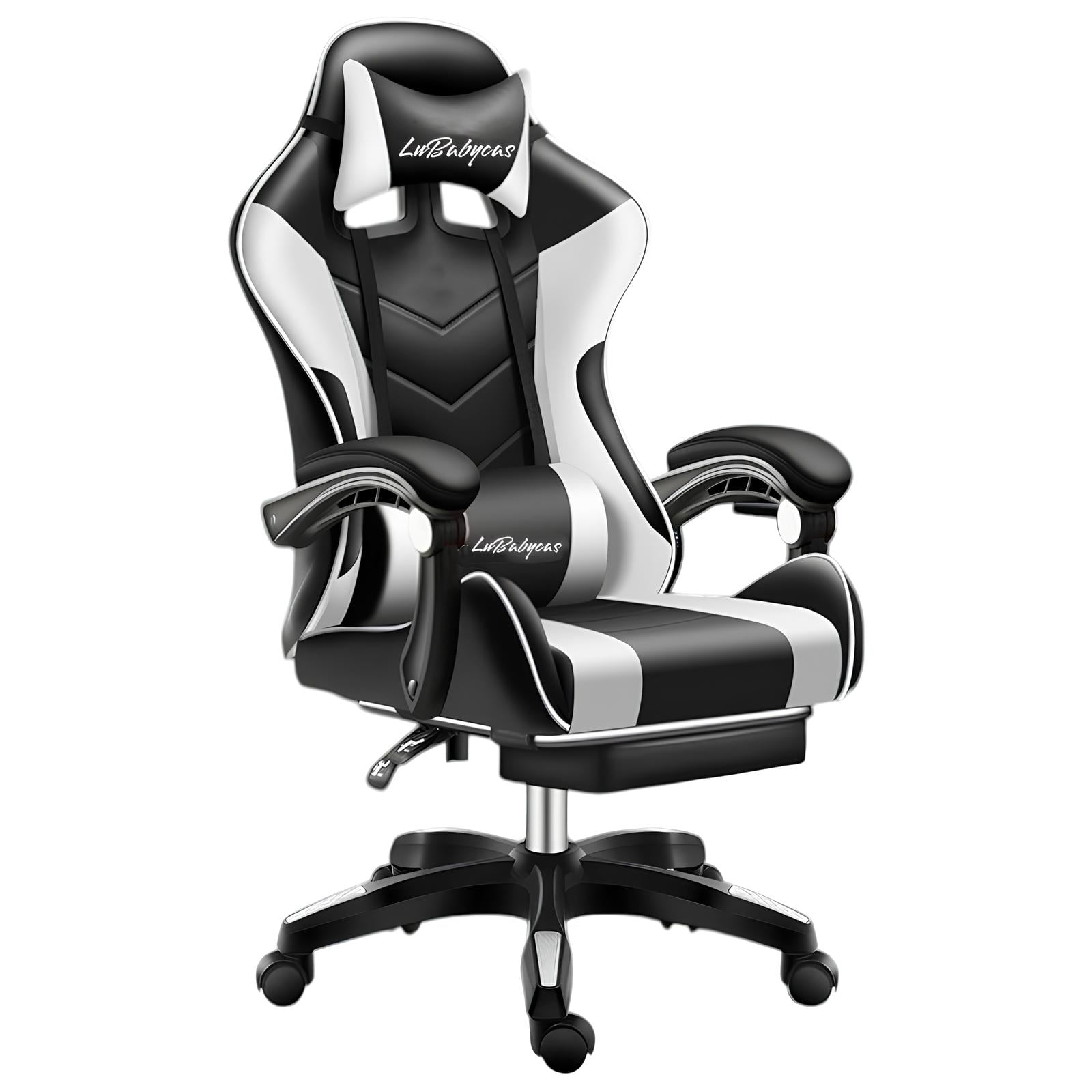 Silla Gamer Reclinable Con Reposa Pies Blanca Lubabycas
