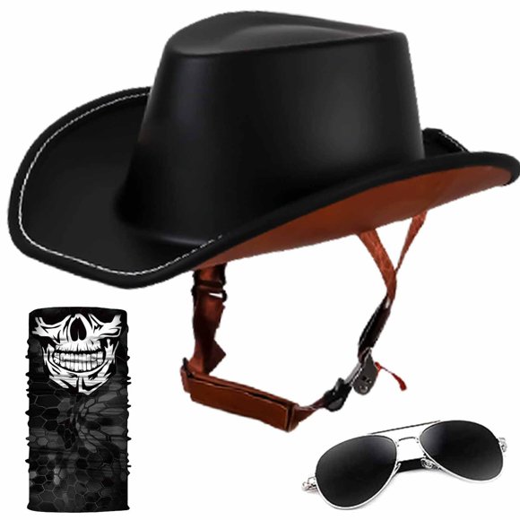 Casco GYLRFAN Cowboy Half aprobado por DOT, unisex adulto