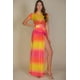 thumbnail image 1 of Saronite Falda Larga de Encaje Transparente con Abertura Lateral de Malla Lisa, Color Amarillo Multicolor (para Mujer), 1 of 5