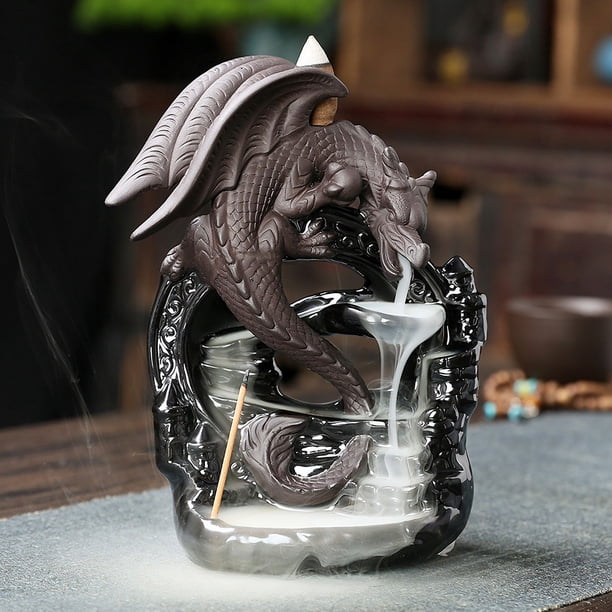 1pc, Creative Incense Burner Holder, Dragon Waterfall Backflow Incense Burner Home Decor Incense Stick Holder Ceramic Censer Handicrafts, Room Decor (Without Incense)