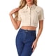 thumbnail image 1 of INSPIRE CHIC Chaqueta de Mezclilla Recortada para Mujer de Manga Corta con Botones al Frente Chaqueta de Jean Albaricoque L, 1 of 6