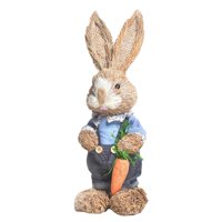 Bothyi - Conejito Lindo De Paja Artificial Conejo De Pie Decoración Del Jardín Del Hogar C