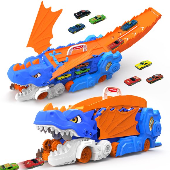 Set de vehículos de juguete VATOS Camión Dinosaurio con 6 coches