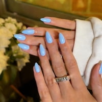 Press On Nails Joyvvew Sky Blue Short Almond Para Mujer
