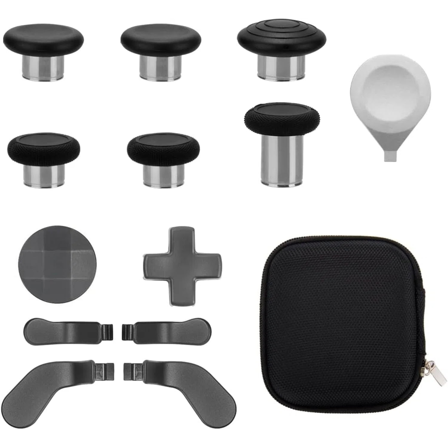 Genérico - 13 In 1 Metal Thumbsticks For Xbox One Elite Series 2 And Elite Series 2 Core - Gaming Controller Accessory Kit Including 6 Swap Joysticks, 4 Paddles, 2 D-pads, 1 Tool-negro