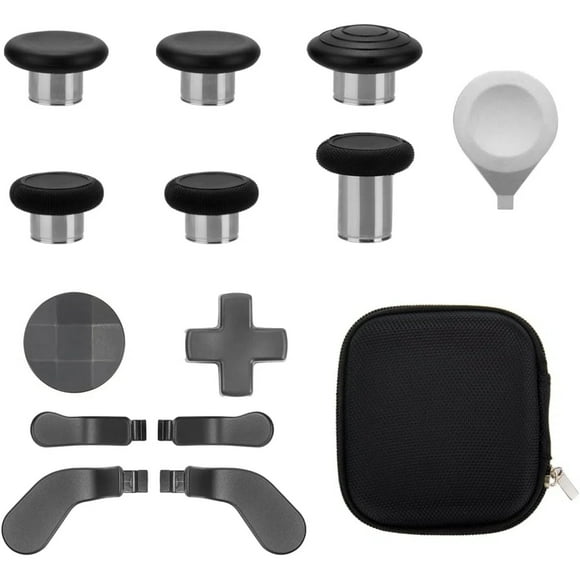 13 In 1 Metal Thumbsticks For Xbox One Elite Series 2 And Elite Series 2 Core - Gaming Controller Accessory Kit Including 6 Swap Joysticks, 4 Paddles, 2 D-Pads, 1 Tool-Negro