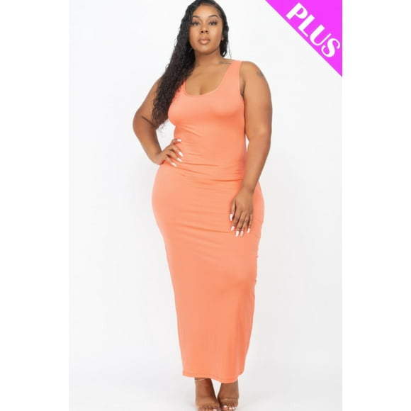 Vestido Largo Básico Liso de Talla Grande