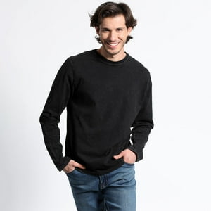 Truval - Polera Manga Larga Cuello Redondo Vintage Negro Xxl