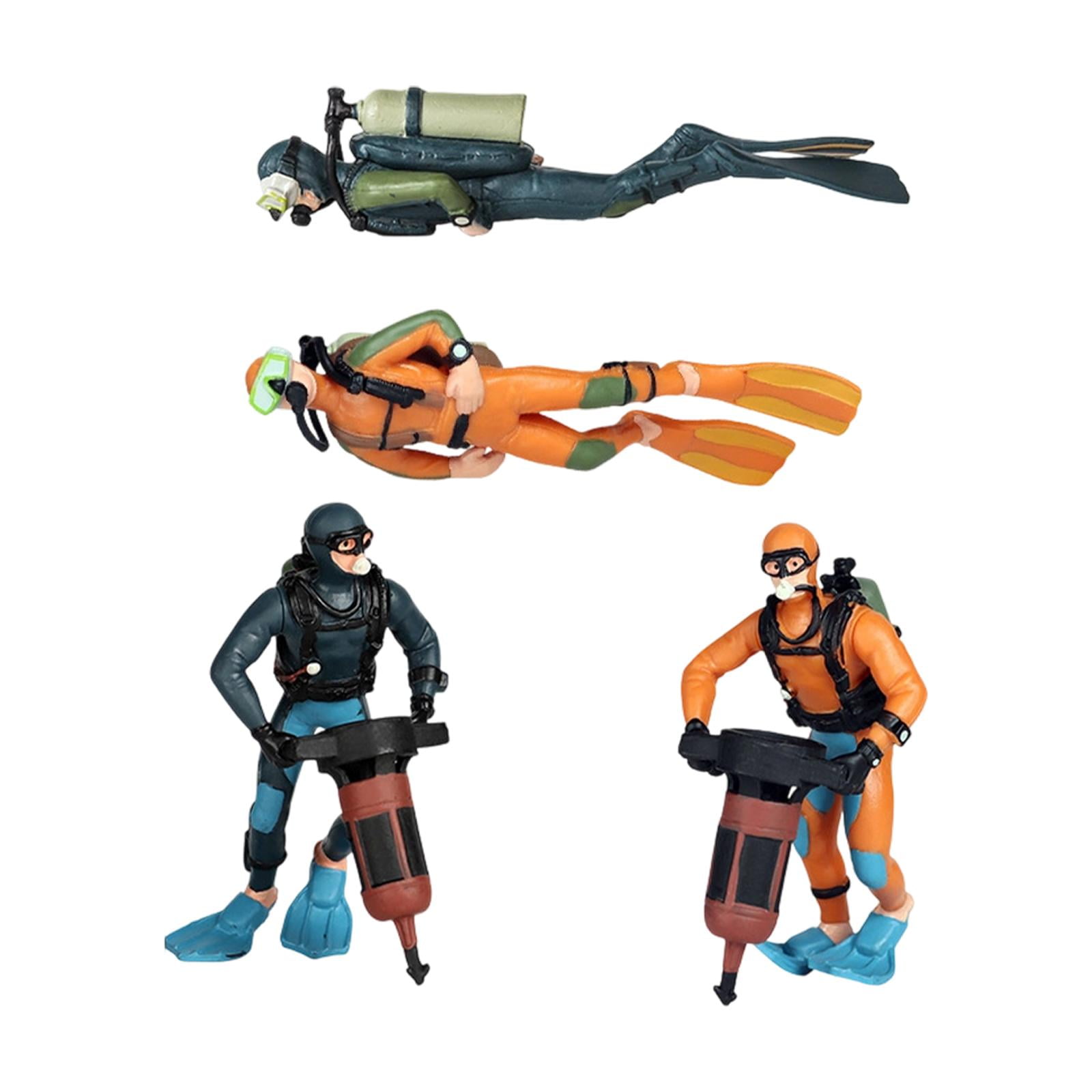 Magideal - Figura De Acción De 2 Piezas De Buzo En Miniatura, Adorno Decorativo De Buzo, Decoración Realista Para Pecera, Hecha De Pp Para Modelismo Y Decoración 4 Figuras De Buceador