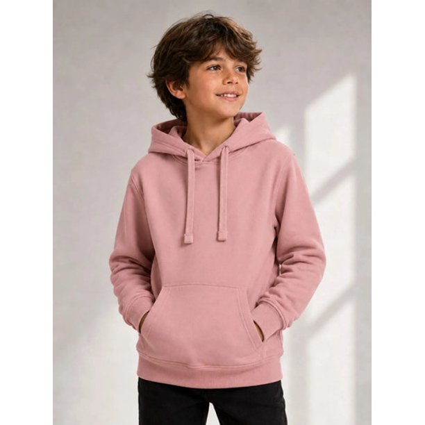 Poleron Canguro De Niño Basico 340g Basico Con Capucha 70/30 10 Palo Rosa Lisa