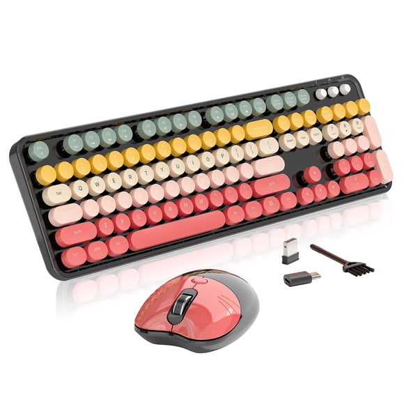 Combo de Teclado y Ratón MOFII Inalámbrico Retro Rojo Arcoíris