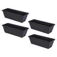 Magideal - 4 Piezas De Jardineras De Flores Para Ventana, Maceteros De Verduras Con Bandejas, Contenedor De Macetas Rectangulares Para Patio, Alféizar De Ventana Gris Oscuro