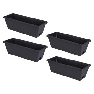 Magideal - 4 Piezas De Jardineras De Flores Para Ventana, Maceteros De Verduras Con Bandejas, Contenedor De Macetas Rectangulares Para Patio, Alféizar De Ventana Gris Oscuro