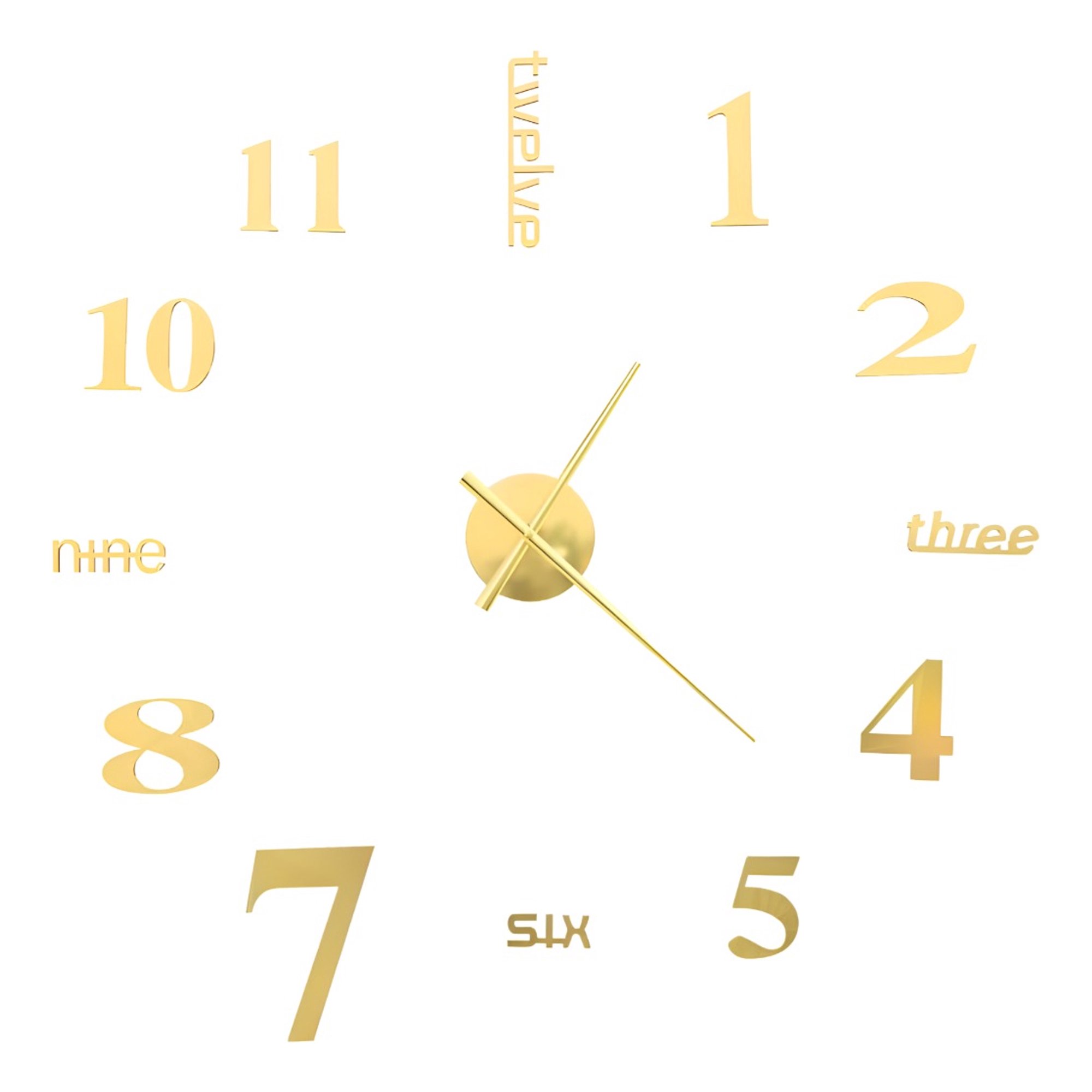 Genérico - Reloj Pared 3d Grande Decoración Dorado Sin Marco Jhn