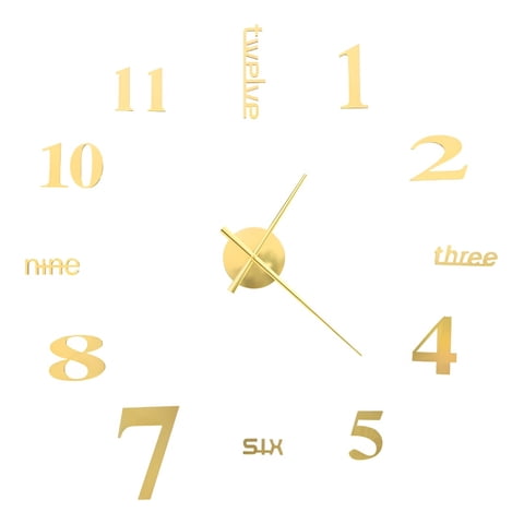 Genérico - Reloj Pared 3D Grande Decoración Dorado Sin Marco Jhn