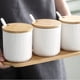 thumbnail image 5 of Juego de 2 tarros de especias de cerámica , azucarero de cerámica con cuchara y tapa de bambú para té, azúcar, sal y especias en casa y en la cocina., 5 of 5