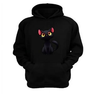 Genérico - Polerón Canguro Gatito Negro Talla Xl Unisex