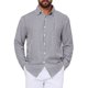 thumbnail image 1 of Camisa a Rayas de Manga Larga Casual para Hombre INSPIRE CHIC con Bolsillo en el Pecho L Negro Blanco, 1 of 5