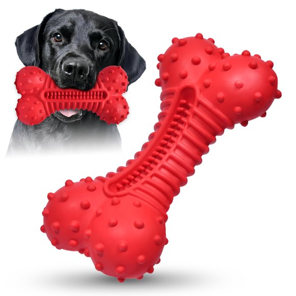 Juguete para perro Ouilter de goma duradera sabor bacon rojo