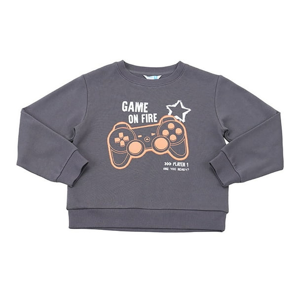 Poleron Niño Kids Pullover Gris Corona